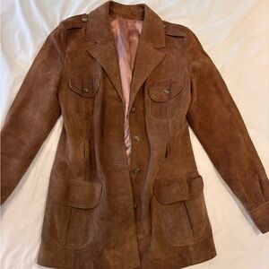 Women’s Brown Suede Button-Front Jacket